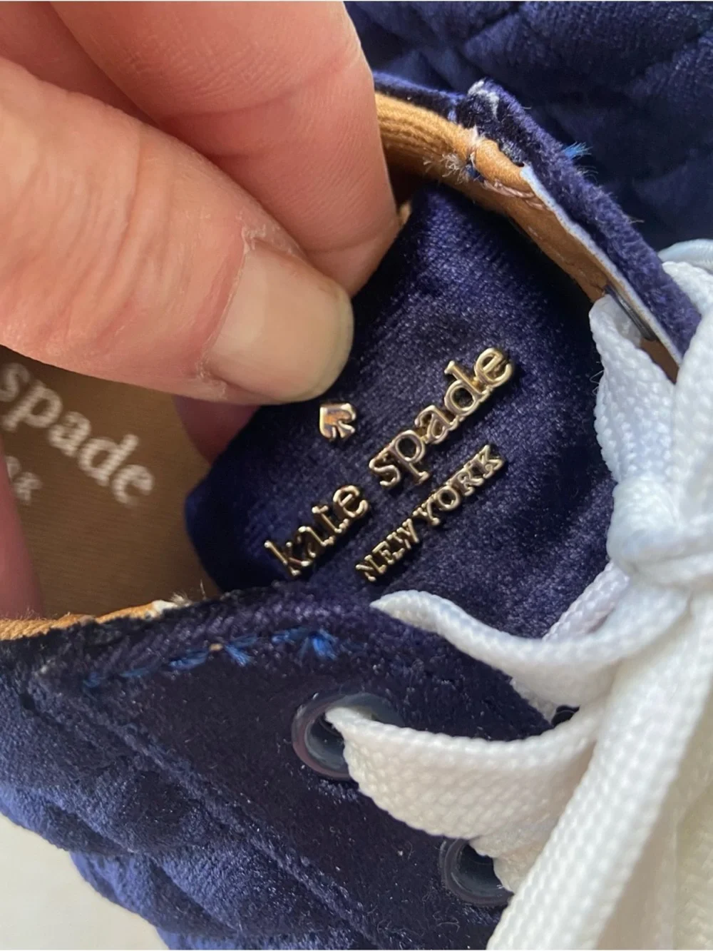 KATE SPADE Blue Velvet Quilted Sneakers 6.5